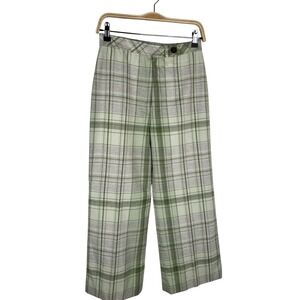 Vintage 70s Plaid Pants Wide Leg High Waist 28X25.5  Polyester Wool